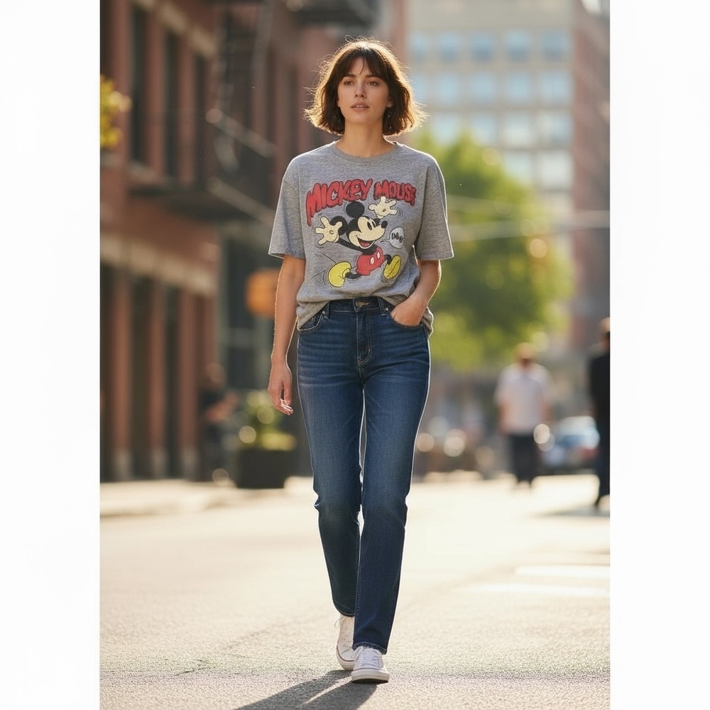 Disney Mickey Mouse Gray T-Shirt Size Large